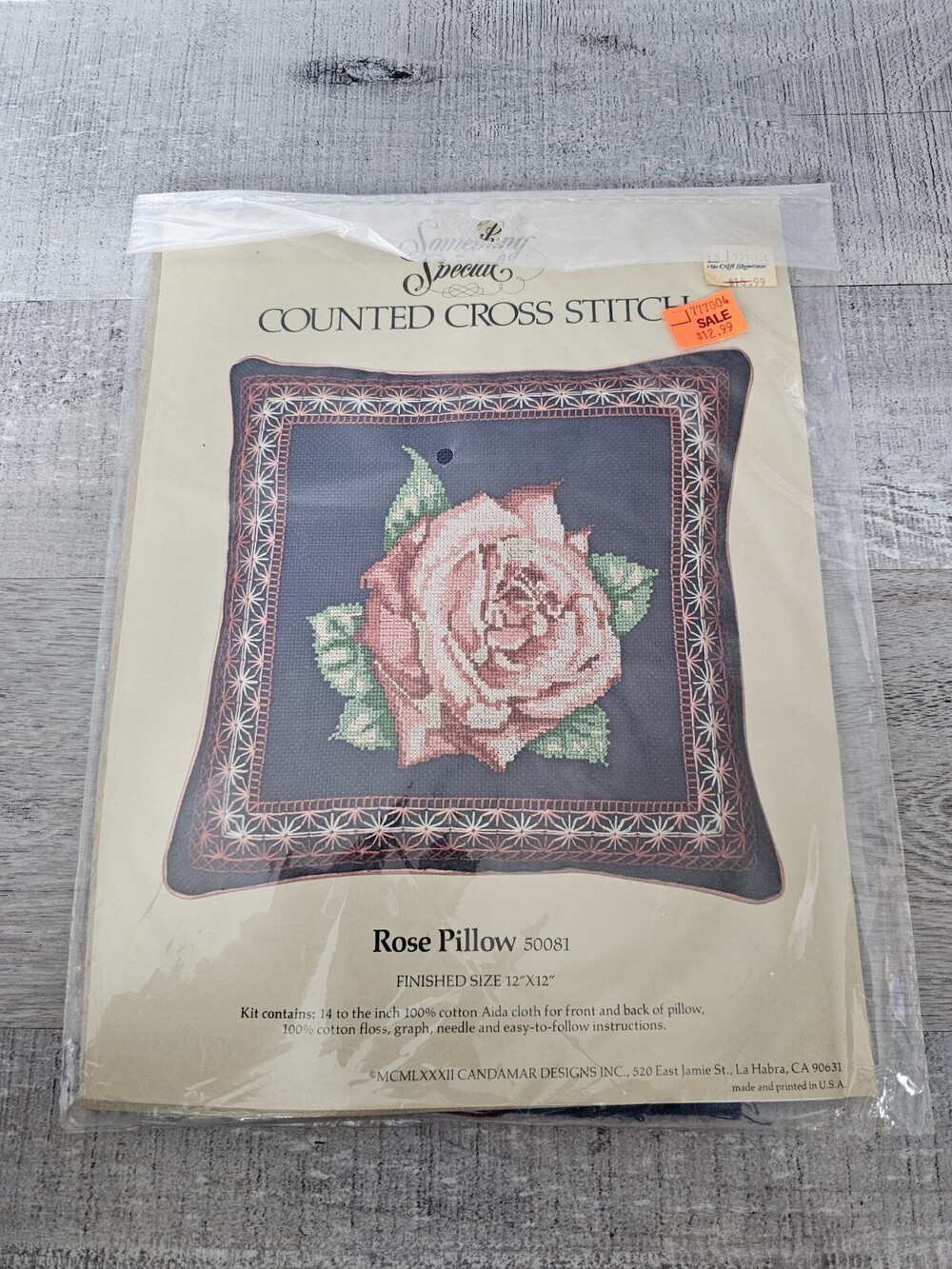 Something Special Antique Rose Blossom Cross Stitch Kit 12x12 Pillow Rare Vtg